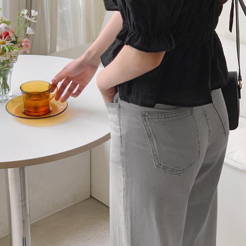 [tje0149] 韓国ファッション 3SIZE 3TYPE クーリングワイドグレーデニムパンツ