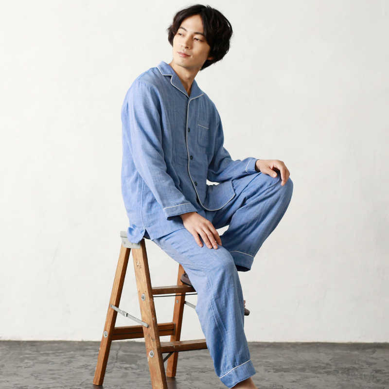 タオル美術館 cococi LDK メンズガーゼパジャマ(ライトガーゼ)XLサイズ ブルー タオル美術館 cococi LDK メンズガーゼパジャマ(ライトガーゼ)XLサイズ ブルー
