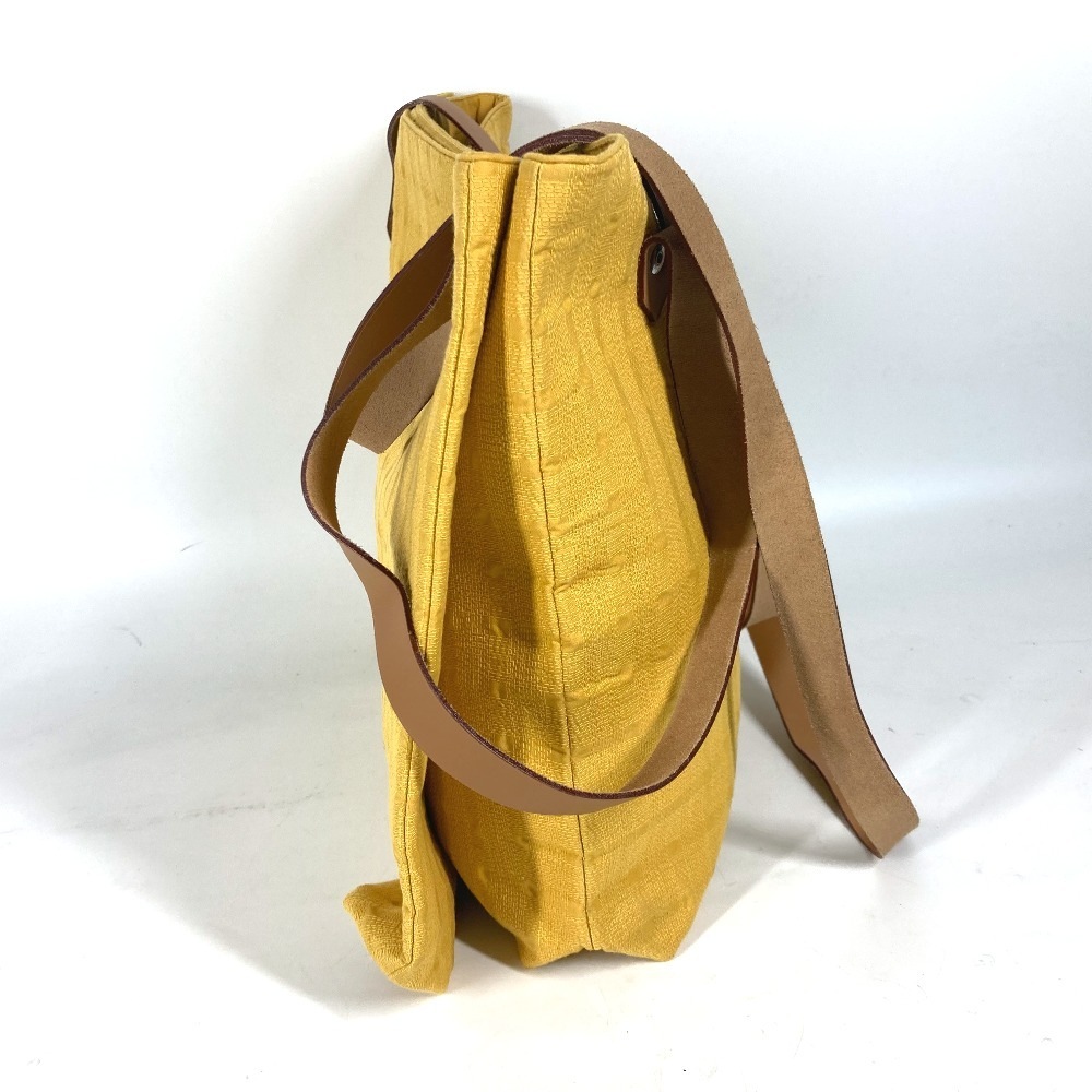 ショルダーバッグ アメダバカバドゥポッシュ カバン 肩掛け トートバッグ キャンバス/レザー イエロー ショルダーバッグ アメダバカバドゥポッシュ カバン 肩掛け トートバッグ キャンバス/レザー イエロー