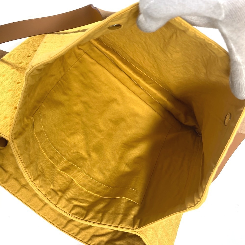 ショルダーバッグ アメダバカバドゥポッシュ カバン 肩掛け トートバッグ キャンバス/レザー イエロー ショルダーバッグ アメダバカバドゥポッシュ カバン 肩掛け トートバッグ キャンバス/レザー イエロー