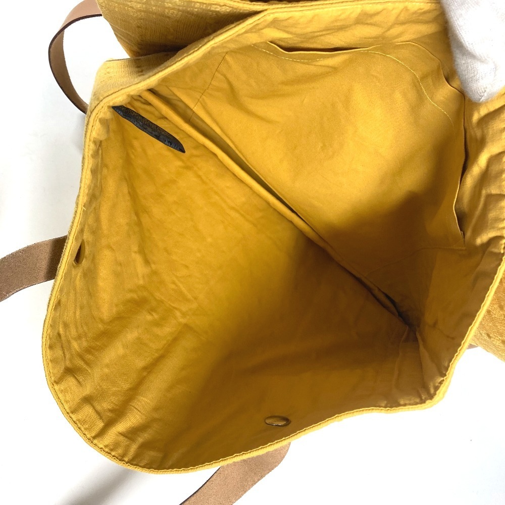 ショルダーバッグ アメダバカバドゥポッシュ カバン 肩掛け トートバッグ キャンバス/レザー イエロー ショルダーバッグ アメダバカバドゥポッシュ カバン 肩掛け トートバッグ キャンバス/レザー イエロー