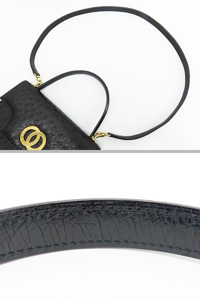 激レア美品セリーヌヴィンテージサークルロゴオーストリッチ2WAYハンドバッグショルダーバッグブラックゴールド金具 激レア美品セリーヌヴィンテージサークルロゴオーストリッチ2WAYハンドバッグショルダーバッグブラックゴールド金具