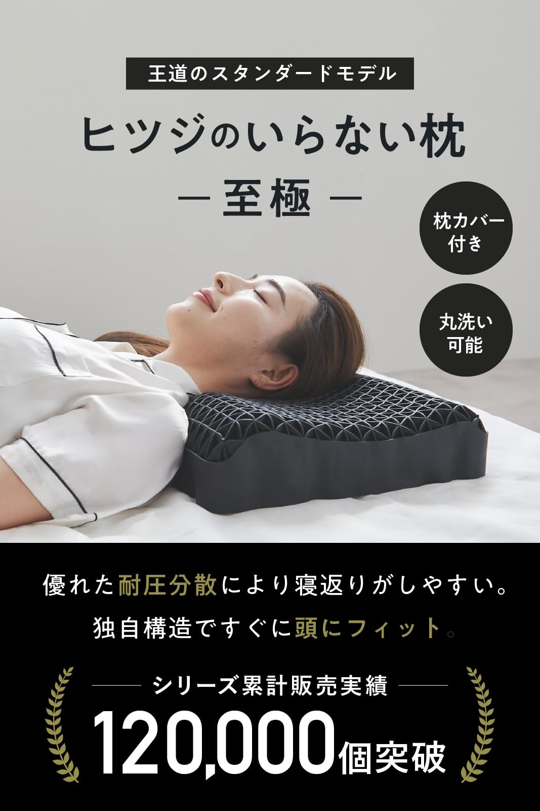ヒツジのいらない枕 テンセル枕カバー付 まくら 低反発 高反発 丸洗いOK 安眠枕 寝返り 至極
