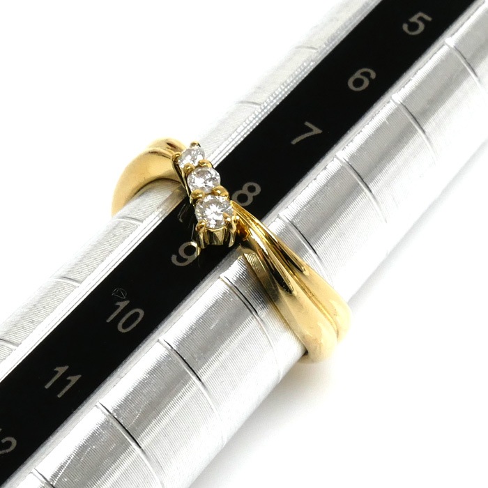 K18YG イエローゴールド リング指輪 ダイヤモンド0.11ct 8号 2.7