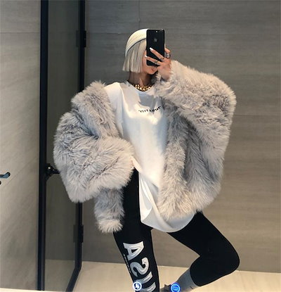 韓国ファッション 怠惰な風 ドルマンスリーブ フード付き フェイクフォックスファー ぬいぐるみコート 韓国ファッション 怠惰な風 ドルマンスリーブ フード付き フェイクフォックスファー ぬいぐるみコート