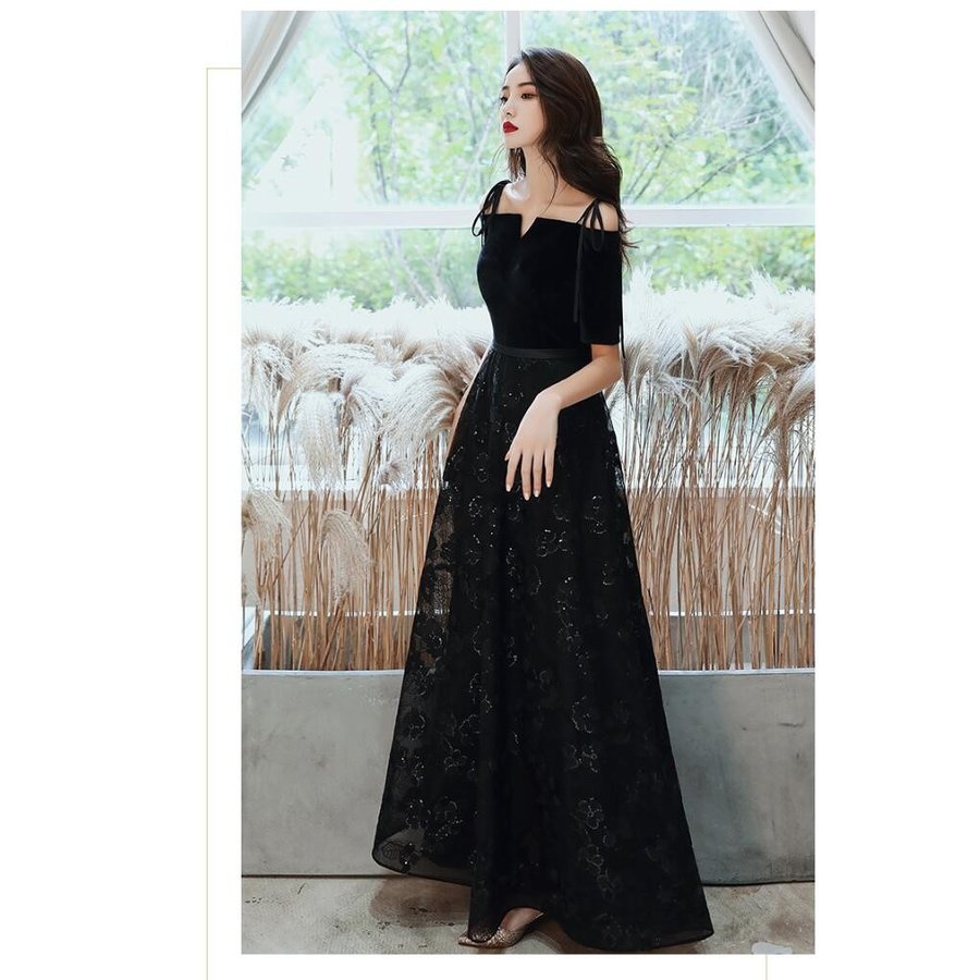 オフショルダー ロング丈ドレス ウエディングドレス パーティードレス 上品 大人 結婚式 大きいサイ