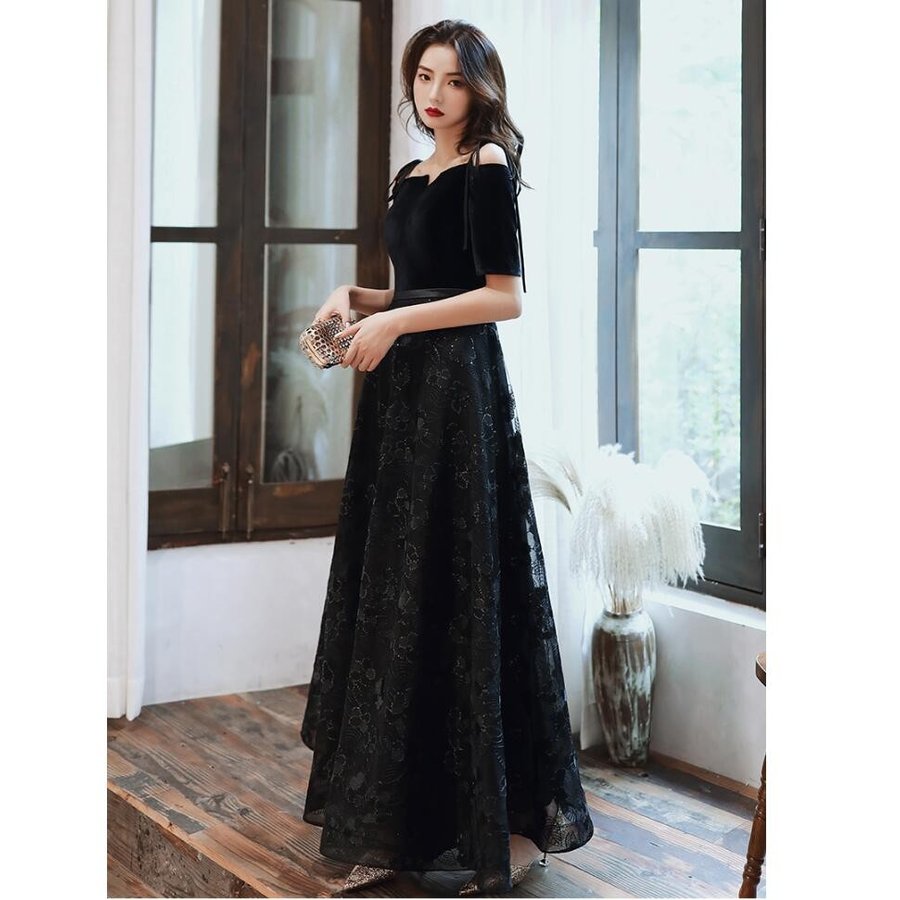 オフショルダー ロング丈ドレス ウエディングドレス パーティードレス 上品 大人 結婚式 大きいサイ