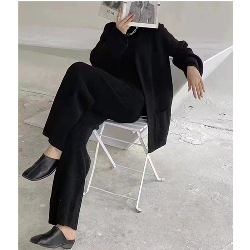 無地タートルネックニット セータートップス ニットパンツ 3点セットゆとり カジュアルワイドパンツ カーディガンコート 母の日 ベ一シックニット 無地タートルネックニット セータートップス ニットパンツ 3点セットゆとり カジュアルワイドパンツ カーディガンコート 母の日 ベ一シックニット