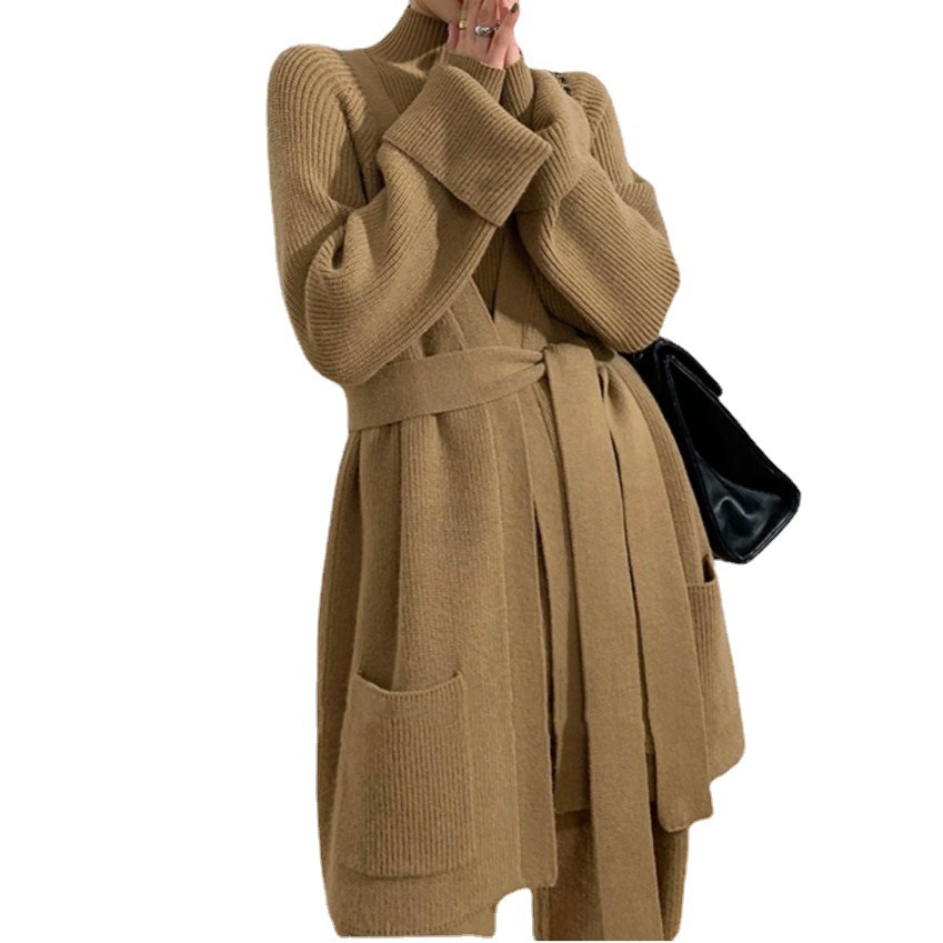 無地タートルネックニット セータートップス ニットパンツ 3点セットゆとり カジュアルワイドパンツ カーディガンコート 母の日 ベ一シックニット 無地タートルネックニット セータートップス ニットパンツ 3点セットゆとり カジュアルワイドパンツ カーディガンコート 母の日 ベ一シックニット