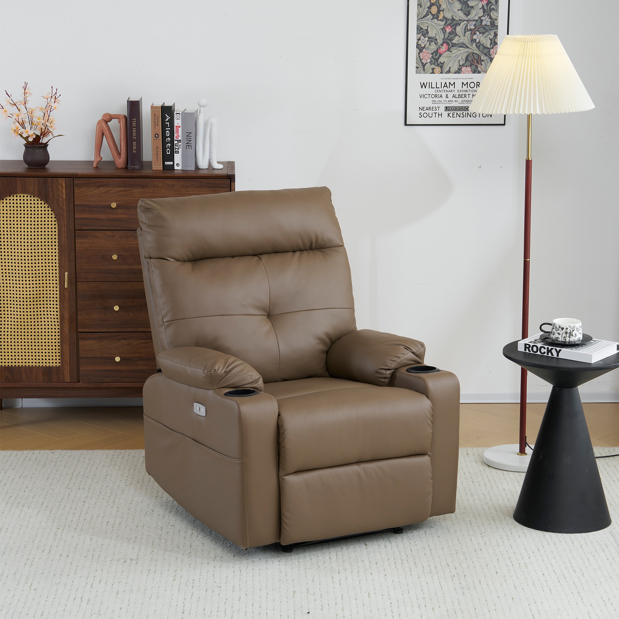 【国内出荷 - 3日配達】リクライニングソファー 電動 リクライニングソファ 振動機能付き オットマン一体型 1人掛け USBポート付き 電動ソファ モーションソファー 耐圧分散 電動ソファー スマホ