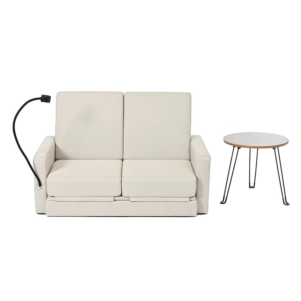 【国内即日発送】リビングルームのための調節可能な背もたれ付き収納プルアウトベッド付きラブシートスリーパーソファ