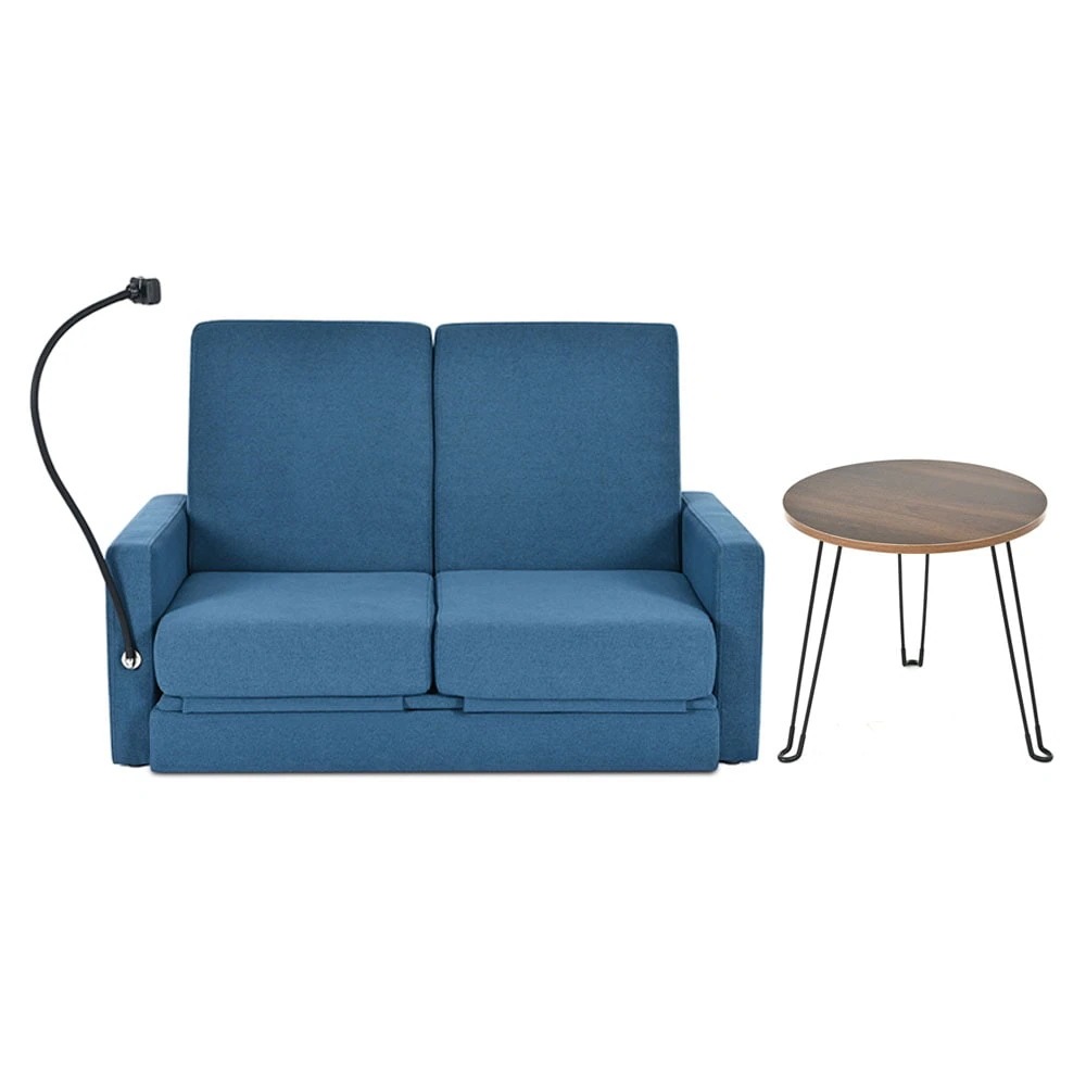 【国内即日発送】リビングルームのための調節可能な背もたれ付き収納プルアウトベッド付きラブシートスリーパーソファ