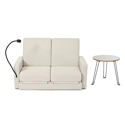 【国内即日発送】リビングルームのための調節可能な背もたれ付き収納プルアウトベッド付きラブシートスリーパーソファ