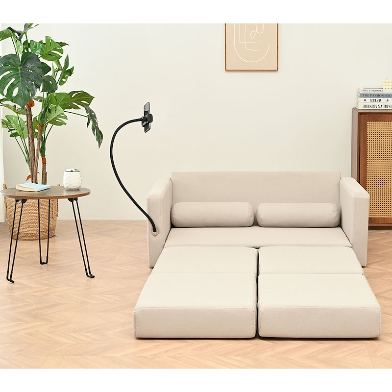 【国内即日発送】リビングルームのための調節可能な背もたれ付き収納プルアウトベッド付きラブシートスリーパーソファ