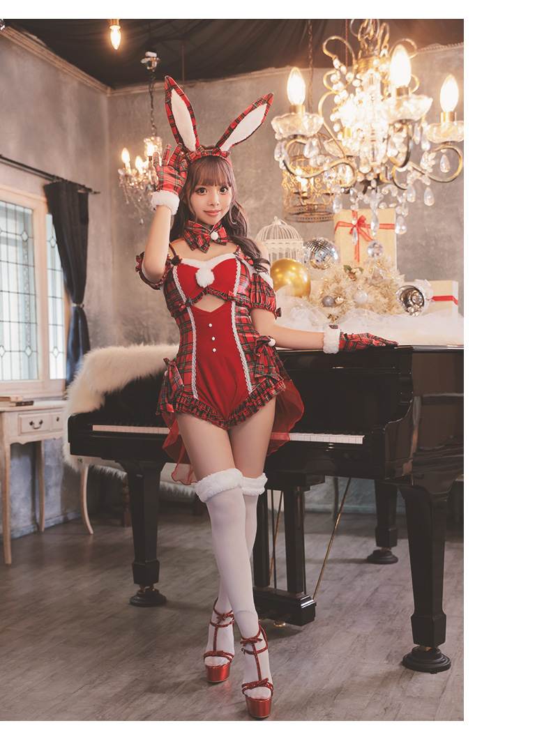 サンタ コスプレ 赤 バニーサンタ バニーガール セクシー アニマル チェック柄 派手 セットコスプレ 映え ギャル Ryuyu