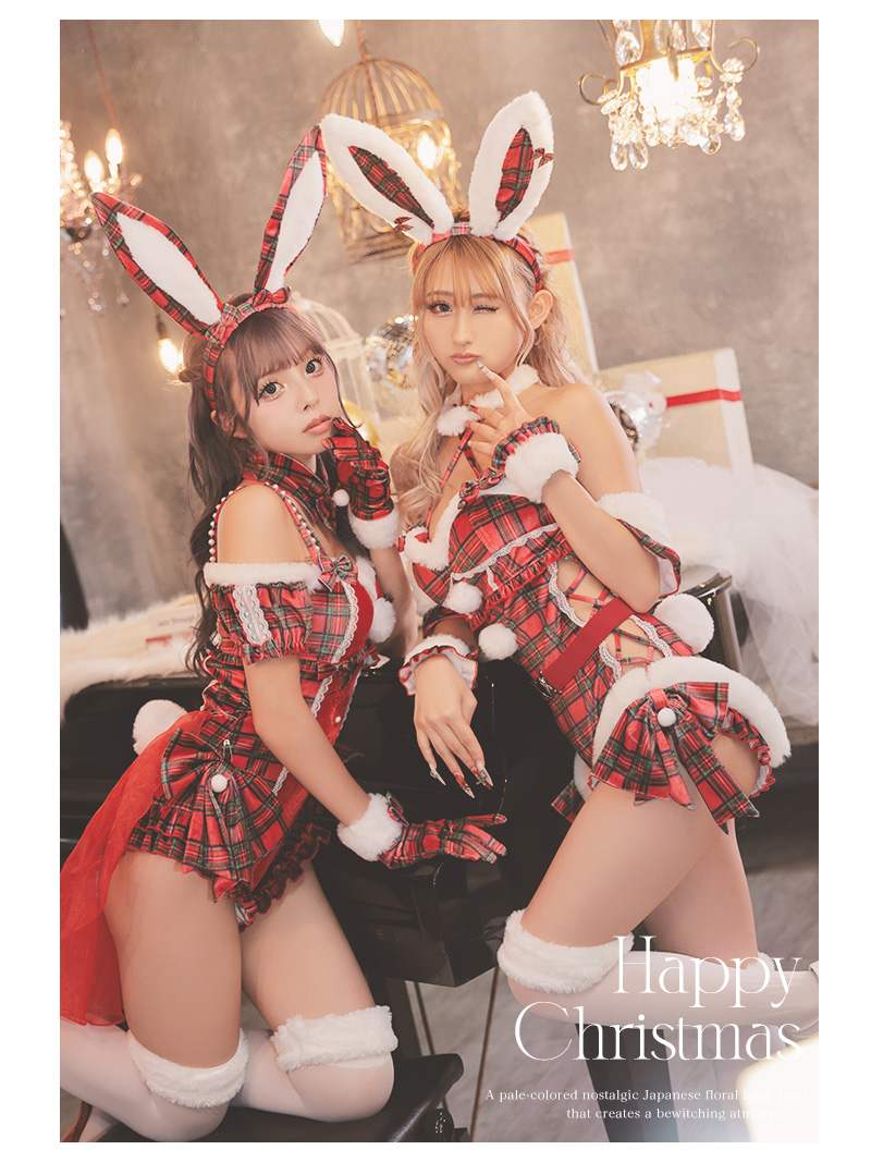 サンタ コスプレ 赤 バニーサンタ バニーガール セクシー アニマル チェック柄 派手 セットコスプレ 映え ギャル Ryuyu