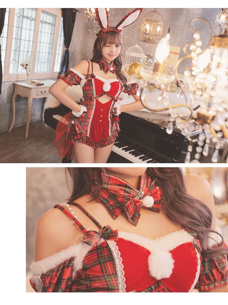サンタ コスプレ 赤 バニーサンタ バニーガール セクシー アニマル チェック柄 派手 セットコスプレ 映え ギャル Ryuyu
