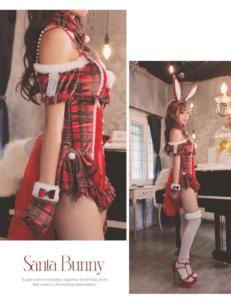 サンタ コスプレ 赤 バニーサンタ バニーガール セクシー アニマル チェック柄 派手 セットコスプレ 映え ギャル Ryuyu