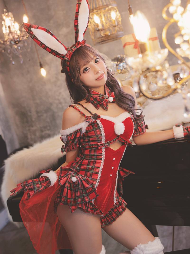 サンタ コスプレ 赤 バニーサンタ バニーガール セクシー アニマル チェック柄 派手 セットコスプレ 映え ギャル Ryuyu