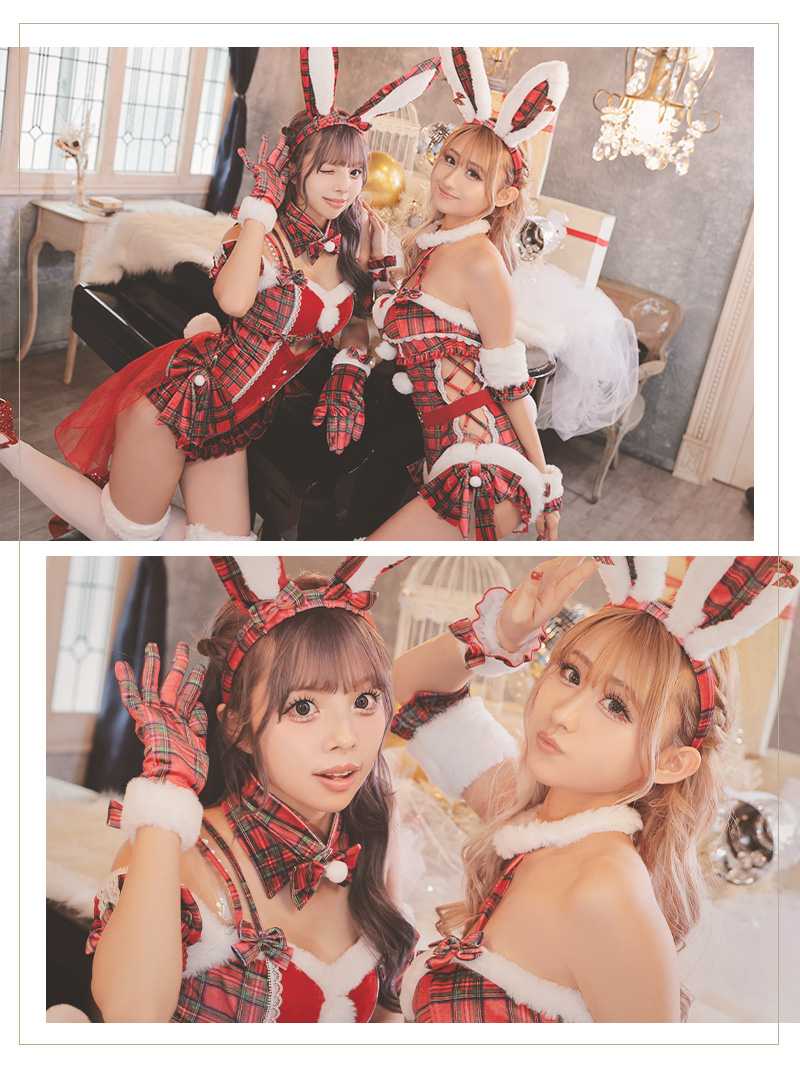 サンタ コスプレ 赤 バニーサンタ バニーガール セクシー アニマル チェック柄 派手 セットコスプレ 映え ギャル Ryuyu