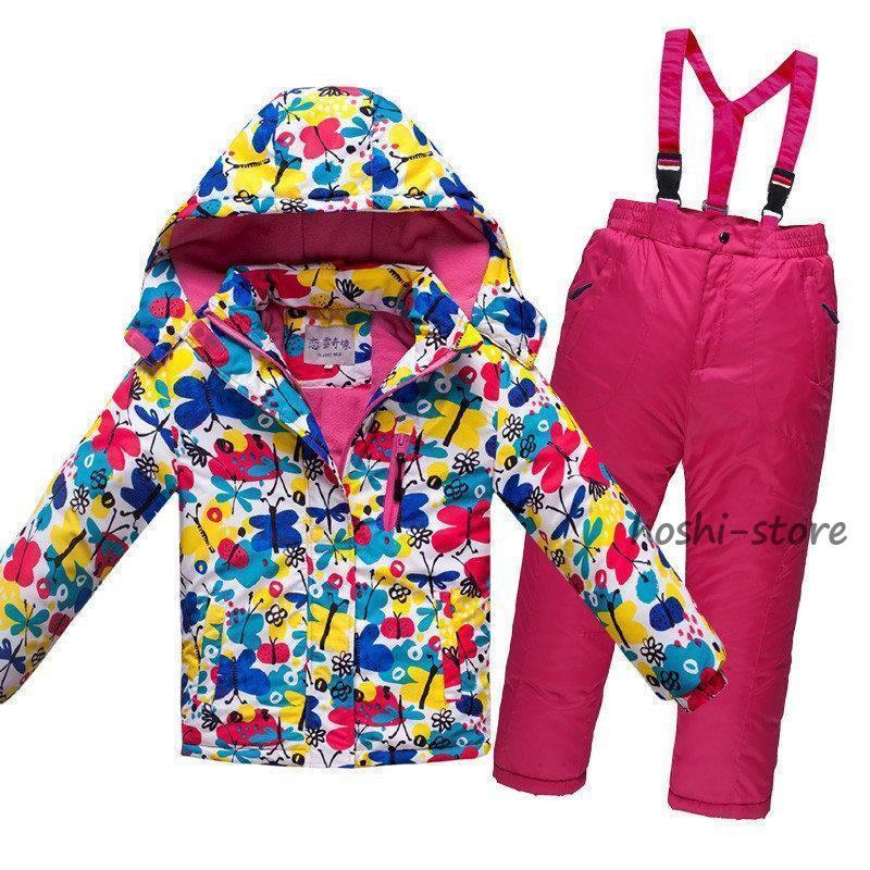 スノーボードウェア スキーウェア キッズ 子供 上下セット サロペット スノボー スキー パンツ 可愛い 子供服 撥水 防風 防寒 厚手 雪遊び