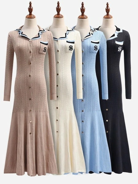 【急速出荷 2025年新作】前開きワンピース リブニットワンピース 襟付きワンピース ニットマーメイドワンピース 韓国ニットワンピース レディース ワンピース ニットワンピース ロングワンピース 韓国 【急速出荷 2025年新作】前開きワンピース リブニットワンピース 襟付きワンピース ニットマーメイドワンピース 韓国ニットワンピース レディース ワンピース ニットワンピース ロングワンピース 韓国
