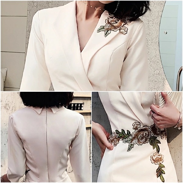 【急速出荷 2025年新作】韓国パーティードレス ワンピース ドレス 可愛い 無地　花柄 カシュクール　Vネック 春　夏　秋　五分袖　ひざ下丈　ミモレ丈　ミディ丈 オルチャン お呼ばれ ゲスト 二次会