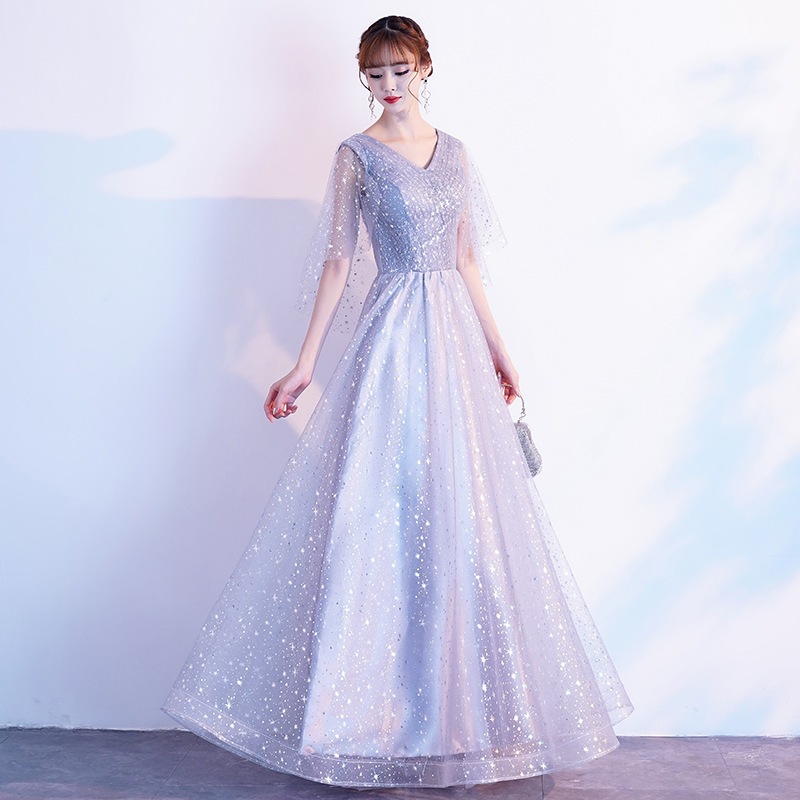 2025宴会イブニングドレスワンピース仙気スパンコール気質長学生団演出服 2025宴会イブニングドレスワンピース仙気スパンコール気質長学生団演出服