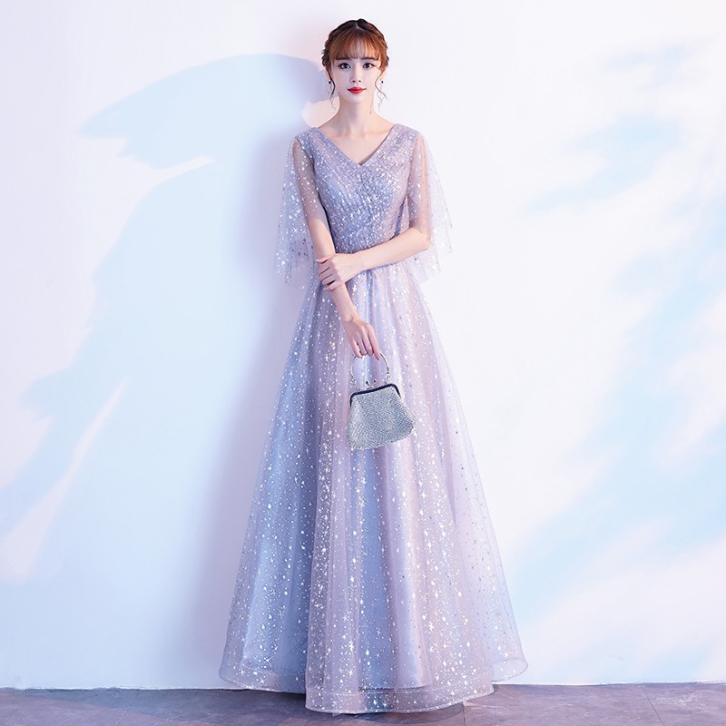 2025宴会イブニングドレスワンピース仙気スパンコール気質長学生団演出服 2025宴会イブニングドレスワンピース仙気スパンコール気質長学生団演出服