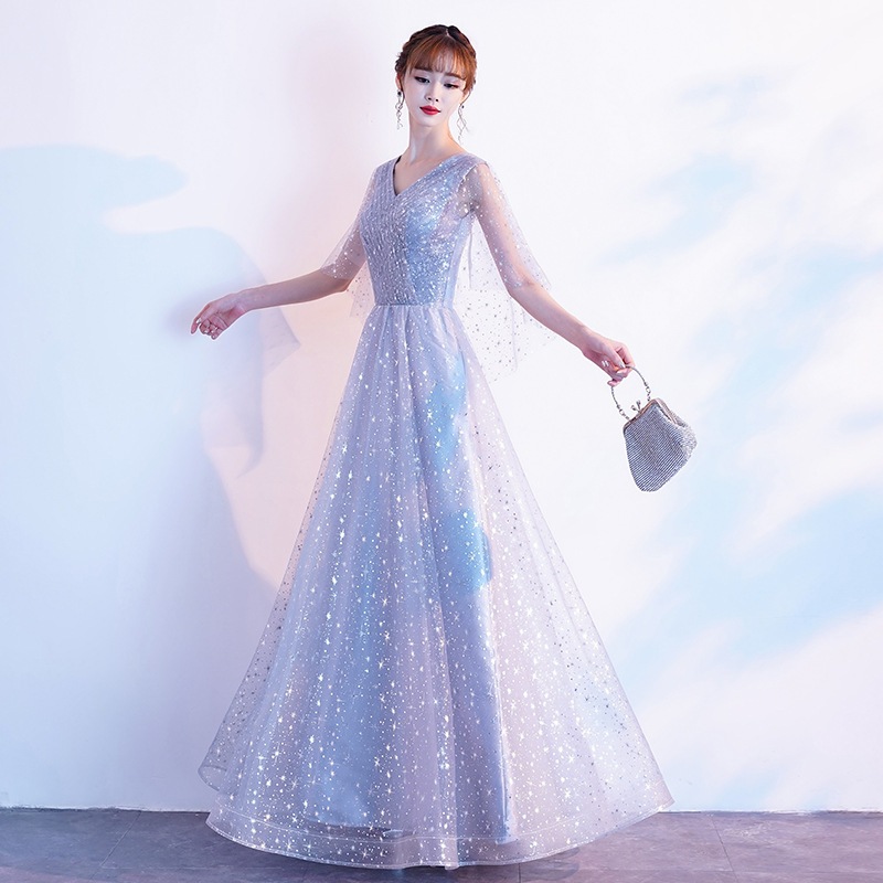 2025宴会イブニングドレスワンピース仙気スパンコール気質長学生団演出服 2025宴会イブニングドレスワンピース仙気スパンコール気質長学生団演出服