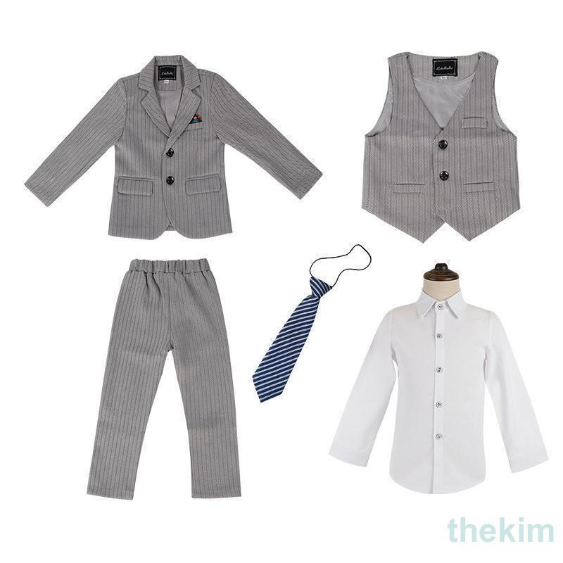 卒業式 スーツ 5点セット 入学式 卒園式 セットアップ フォーマル キッズ 男の子 子供服 ストライプ ボーイズスーツ 発表会 冠婚葬祭