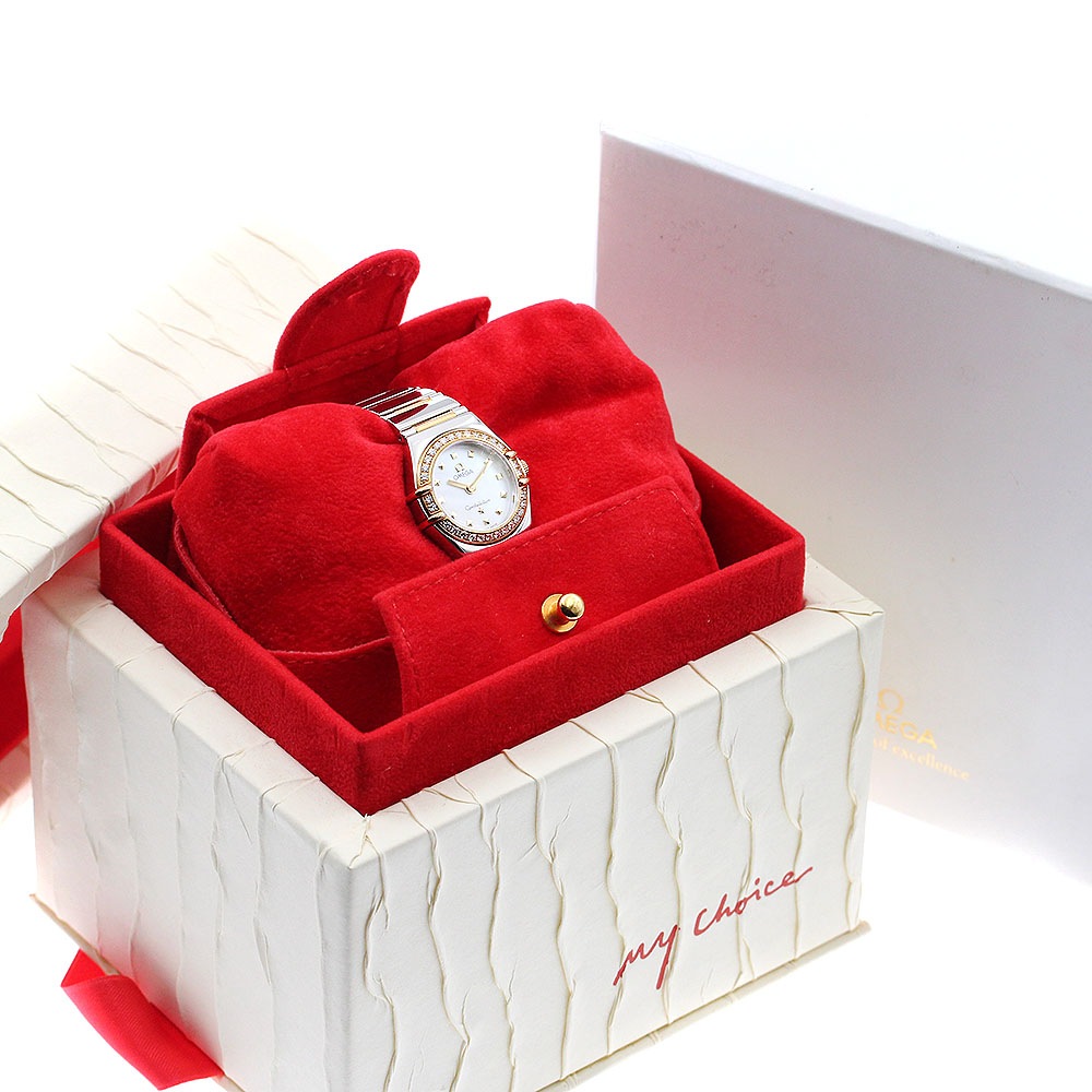 オメガ OMEGA 1365.71 コンステレーション SS/YG ダイヤベゼル クォーツ レディース 箱付き_889531【中古】