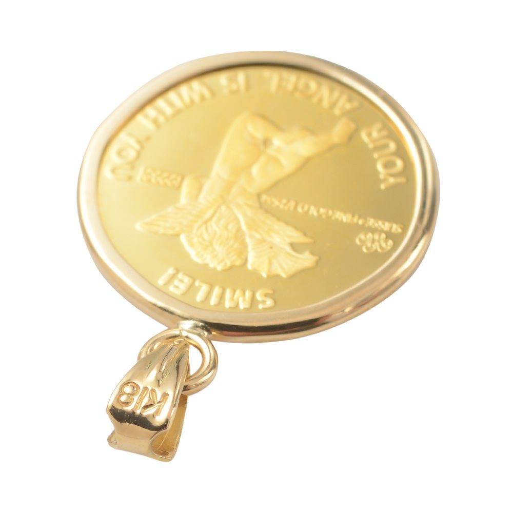 エンジェル 純金 K24 コイン 1/25oz 金貨 ペンダントップ シンプル K18 枠 新品 送