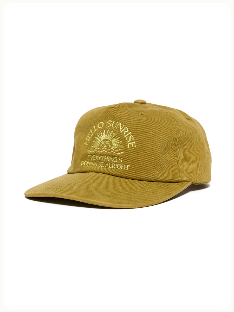 【Hello Sunrise】Heritage Logo Relaxed Fit 5Panel Cap~韓国発 HELLO SUNRISE Arch Logo 5Panel Cap Golden Olive キャップ