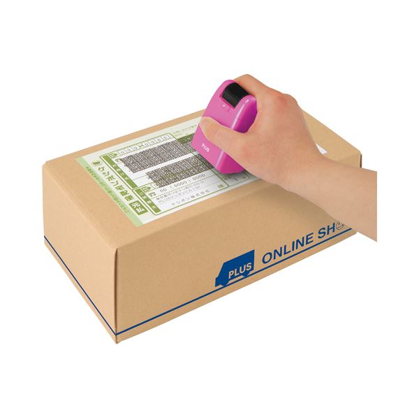 (まとめ) プラス 個人情報保護スタンプローラーケシポン 本体 ピンク IS-500CM-B 1個 (×10セット)