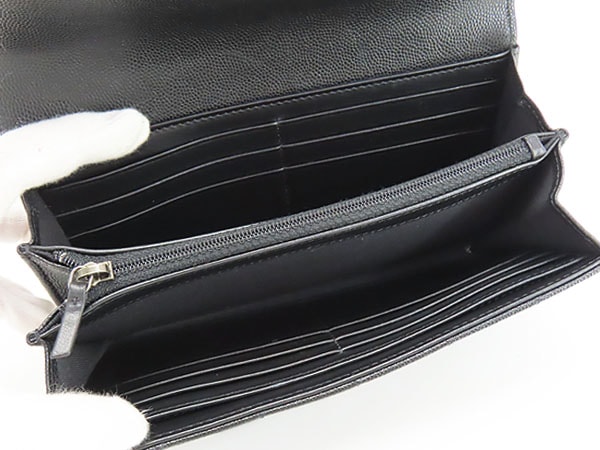 ほぼ新品シャネルマトラッセボーイシャネルキャビアスキン二つ折り長財布ブラックアンティークシルバー金具A80286