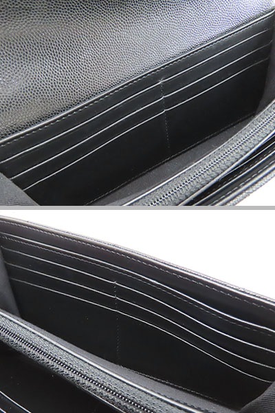 ほぼ新品シャネルマトラッセボーイシャネルキャビアスキン二つ折り長財布ブラックアンティークシルバー金具A80286