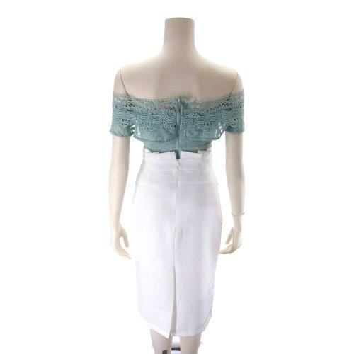 キャバドレス ナイトドレス ミディアムドレス オフショルダー セットアップ ワンピース ギャザー ケミカルレース スリット ビジュー レディース グラシア