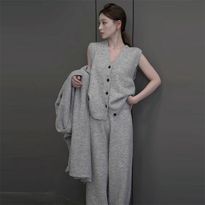 2点で13o円OFF!【激安SALE】ニット セットアップ レディース 秋冬 上下セット カジュアル 重ね着 3点セット 暖か ベスト ロングカーディガン 長袖 パンツ ワイドパンツ ニットパンツ ト 2点で13o円OFF!【激安SALE】ニット セットアップ レディース 秋冬 上下セット カジュアル 重ね着 3点セット 暖か ベスト ロングカーディガン 長袖 パンツ ワイドパンツ ニットパンツ ト