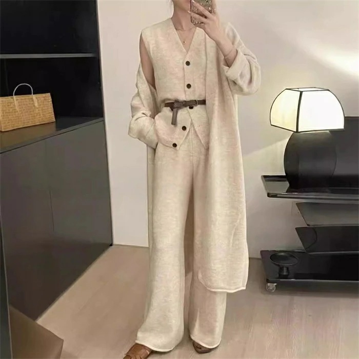 2点で13o円OFF!【激安SALE】ニット セットアップ レディース 秋冬 上下セット カジュアル 重ね着 3点セット 暖か ベスト ロングカーディガン 長袖 パンツ ワイドパンツ ニットパンツ ト 2点で13o円OFF!【激安SALE】ニット セットアップ レディース 秋冬 上下セット カジュアル 重ね着 3点セット 暖か ベスト ロングカーディガン 長袖 パンツ ワイドパンツ ニットパンツ ト