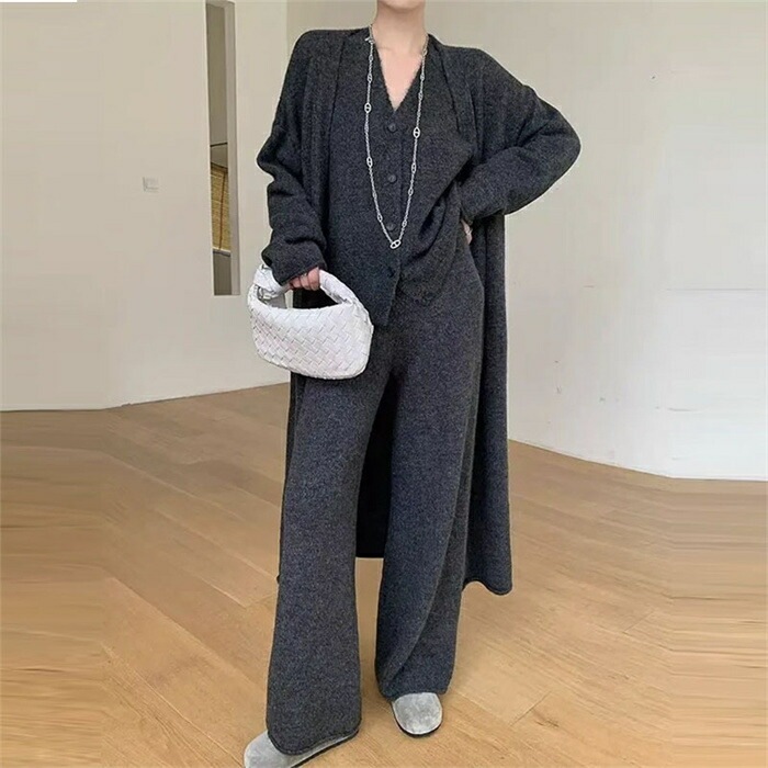 2点で13o円OFF!【激安SALE】ニット セットアップ レディース 秋冬 上下セット カジュアル 重ね着 3点セット 暖か ベスト ロングカーディガン 長袖 パンツ ワイドパンツ ニットパンツ ト 2点で13o円OFF!【激安SALE】ニット セットアップ レディース 秋冬 上下セット カジュアル 重ね着 3点セット 暖か ベスト ロングカーディガン 長袖 パンツ ワイドパンツ ニットパンツ ト