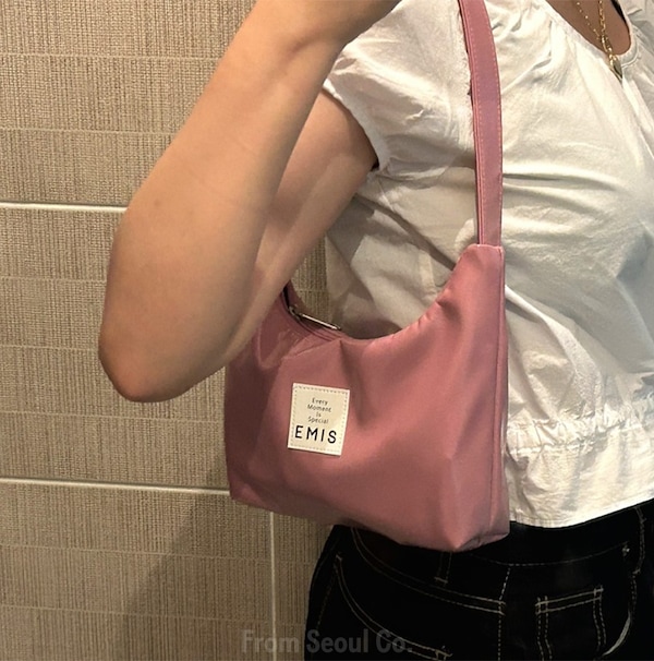 NEW Enamel Hobo ミニ ショルダーバッグ NEW ENAMEL HOBO BAG-BLACK - EMIS