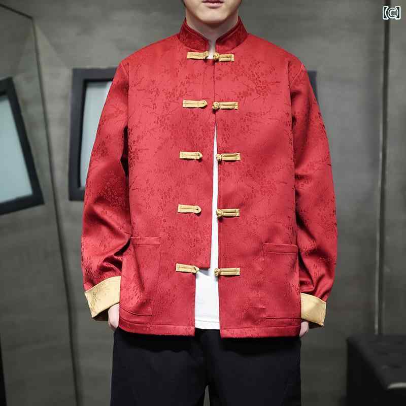 メンズ ファッション トップス ジャケット カットソー シャツ レトロ チャイナ風 唐装 男性 カジュアル 長袖 春秋 漢服 メンズ ファッション トップス ジャケット カットソー シャツ レトロ チャイナ風 唐装 男性 カジュアル 長袖 春秋 漢服