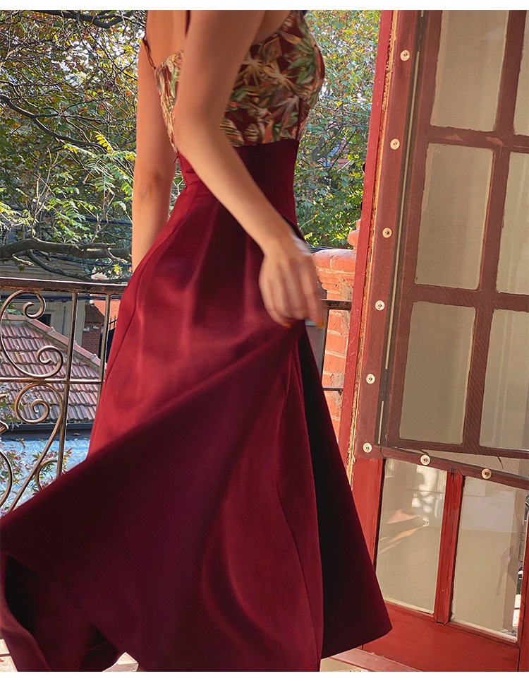 メープル リーフ レッド フィッシュボーン プリント スパイス ガール キャミソール 秋 冬 インナー デザイン アウター トップス レディース XS Ｓ トップス かわいい 大人可愛い きれいめ