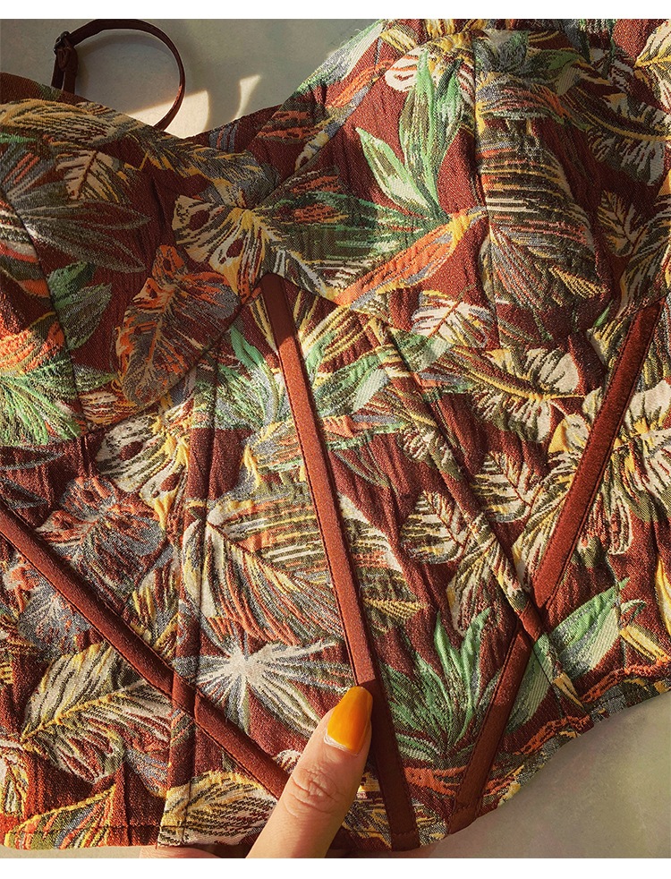 メープル リーフ レッド フィッシュボーン プリント スパイス ガール キャミソール 秋 冬 インナー デザイン アウター トップス レディース XS Ｓ トップス かわいい 大人可愛い きれいめ