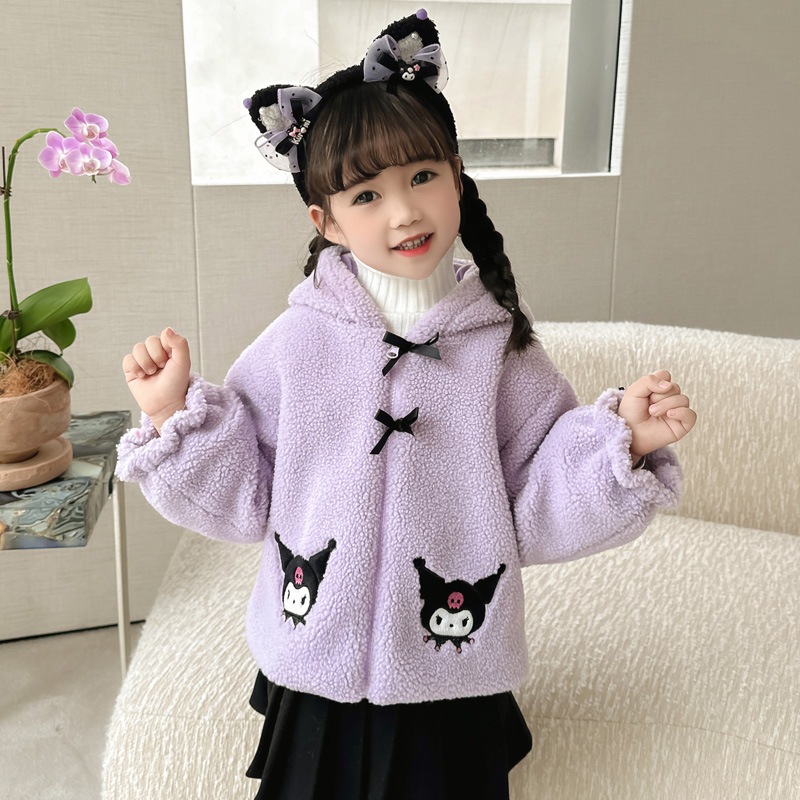 女の子フリースジャケット2024年秋冬新作子供クロミ増厚服ベビー冬ラムウールトップ 女の子フリースジャケット2024年秋冬新作子供クロミ増厚服ベビー冬ラムウールトップ