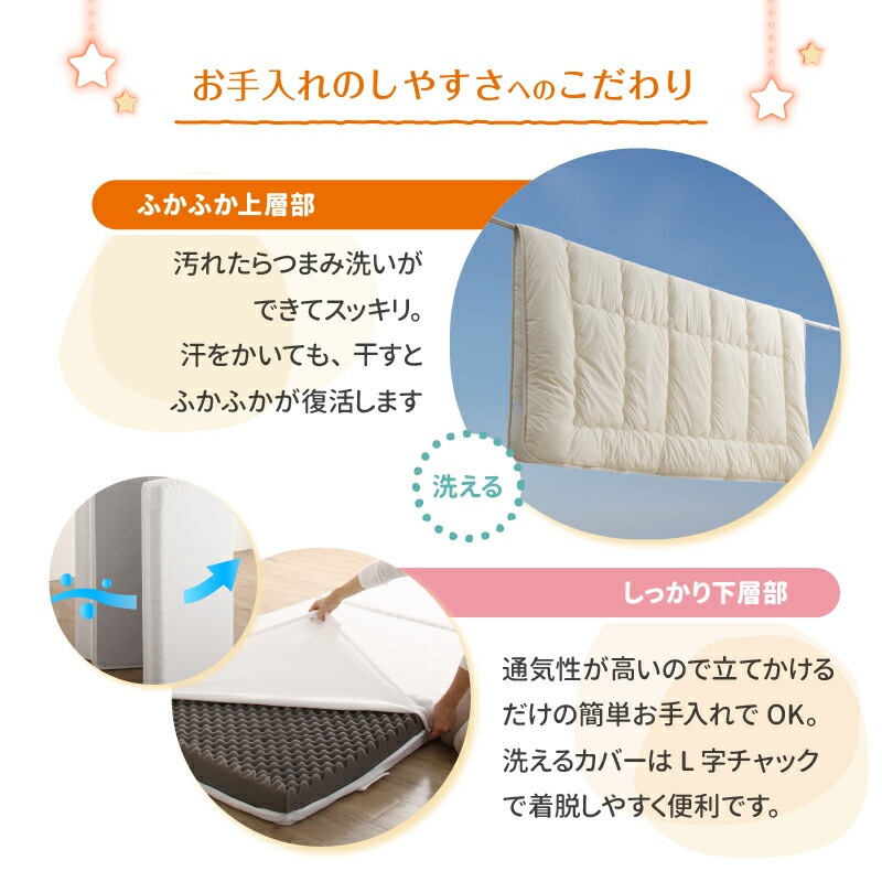 ファミリーマットレス敷布団シリーズ [ts120669] 敷布団＆マットレスセット 幅280cm 厚さ15cm アイボリー