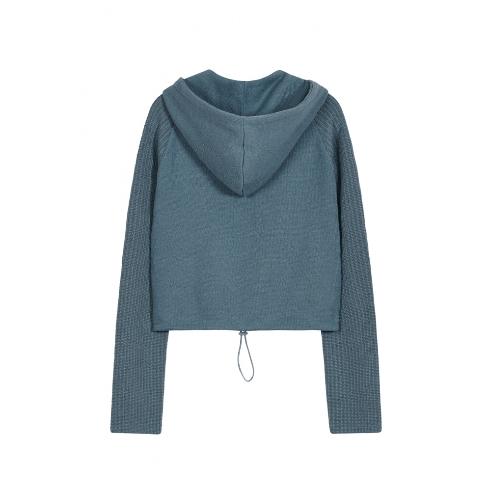 TYPESERVICE ニットサイドスリットパーカー【スカイブルー】