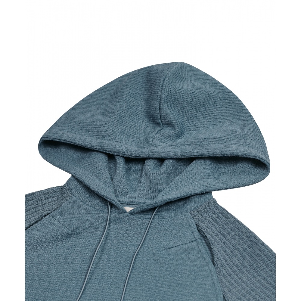 TYPESERVICE ニットサイドスリットパーカー【スカイブルー】