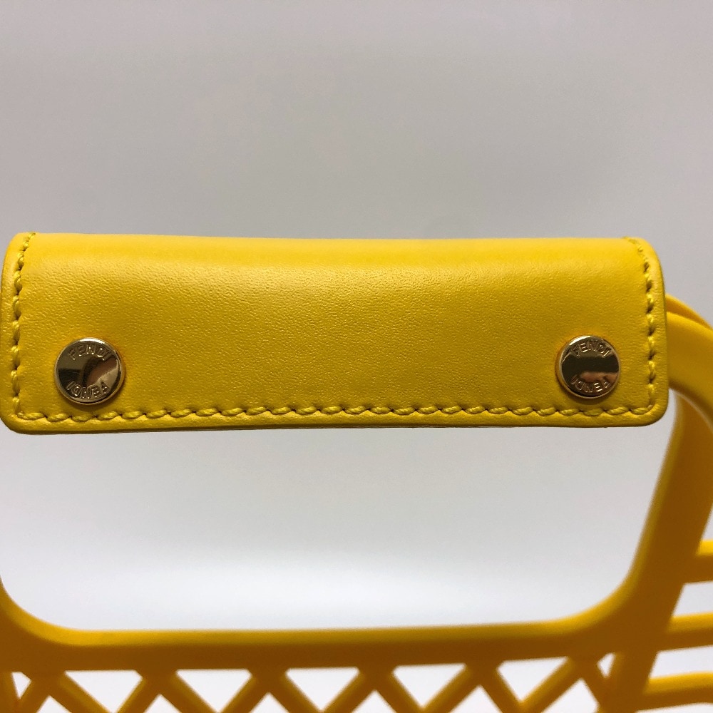 ハンドバッグ 8BH389 ミディアム バスケット カゴバッグ プラスチック イエロー